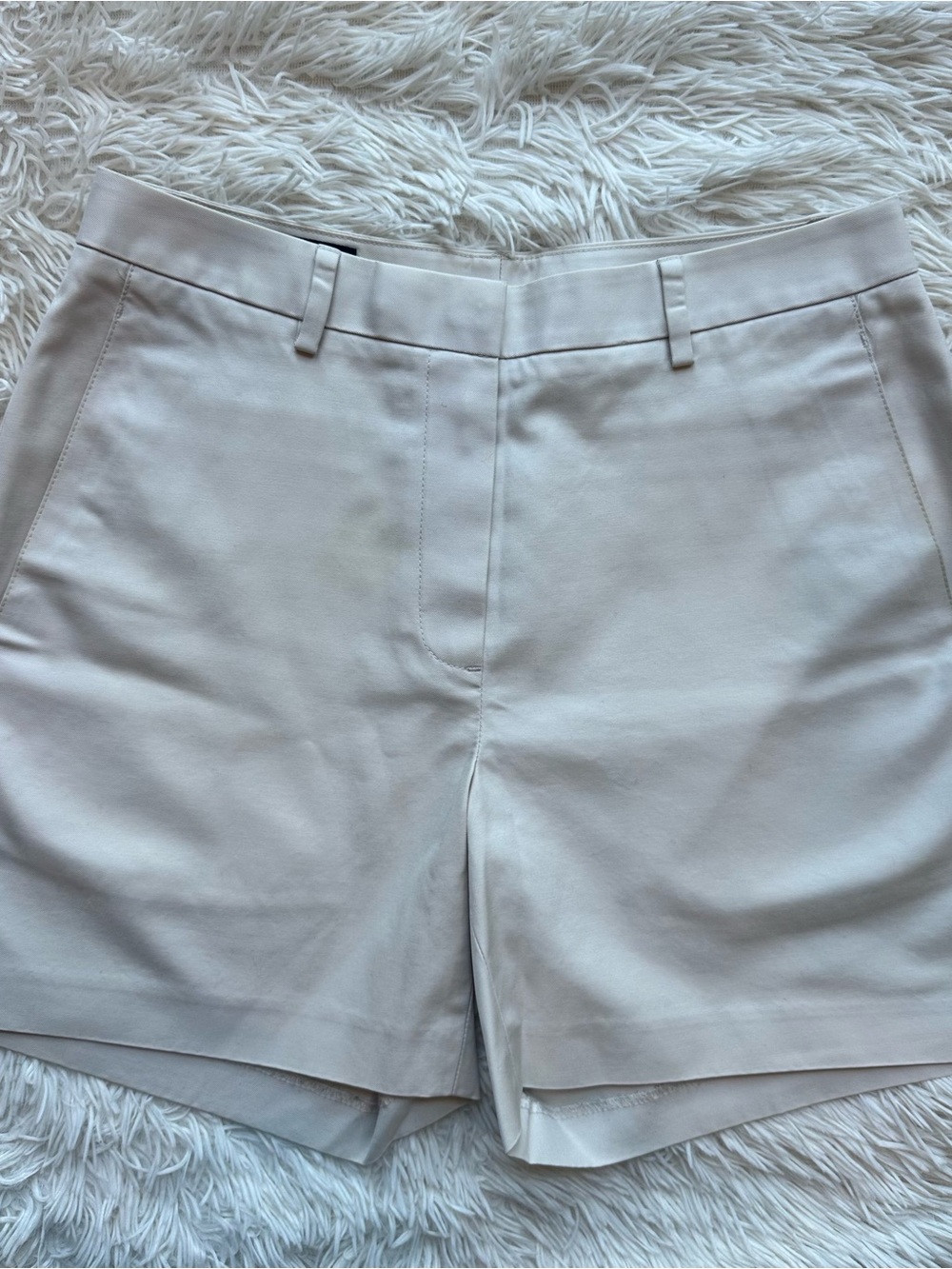 Brooks Brothers Cream High-Waist Tailored Shorts